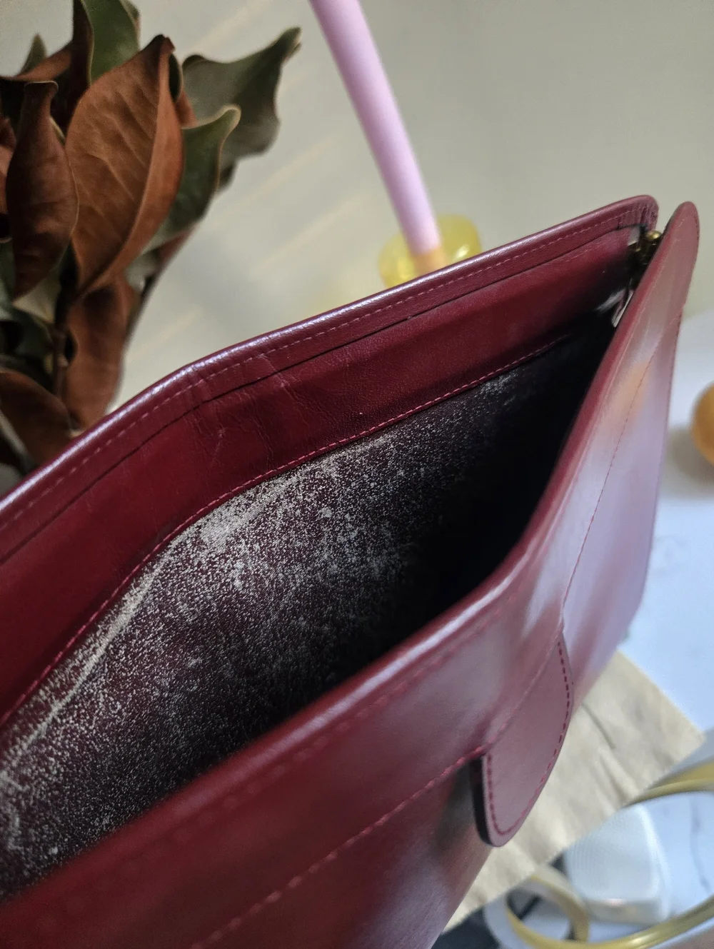Vintage Cartier Burgundy Leather Portfolio Clutch Bag